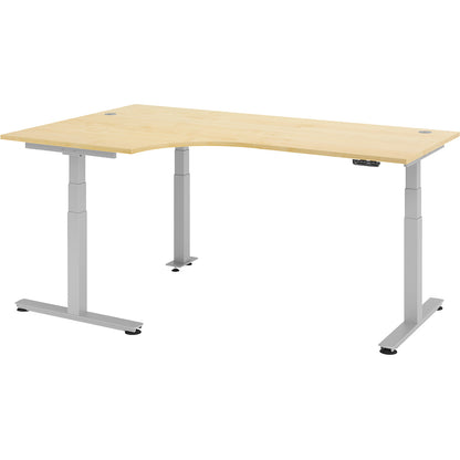 Corner desk, electric height adjustment, left, WxD 2000 x 1200 mm, maple.