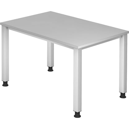 RENATUS - Desk, 4-legged frame, width 1200 mm, aluminium silver / light grey.