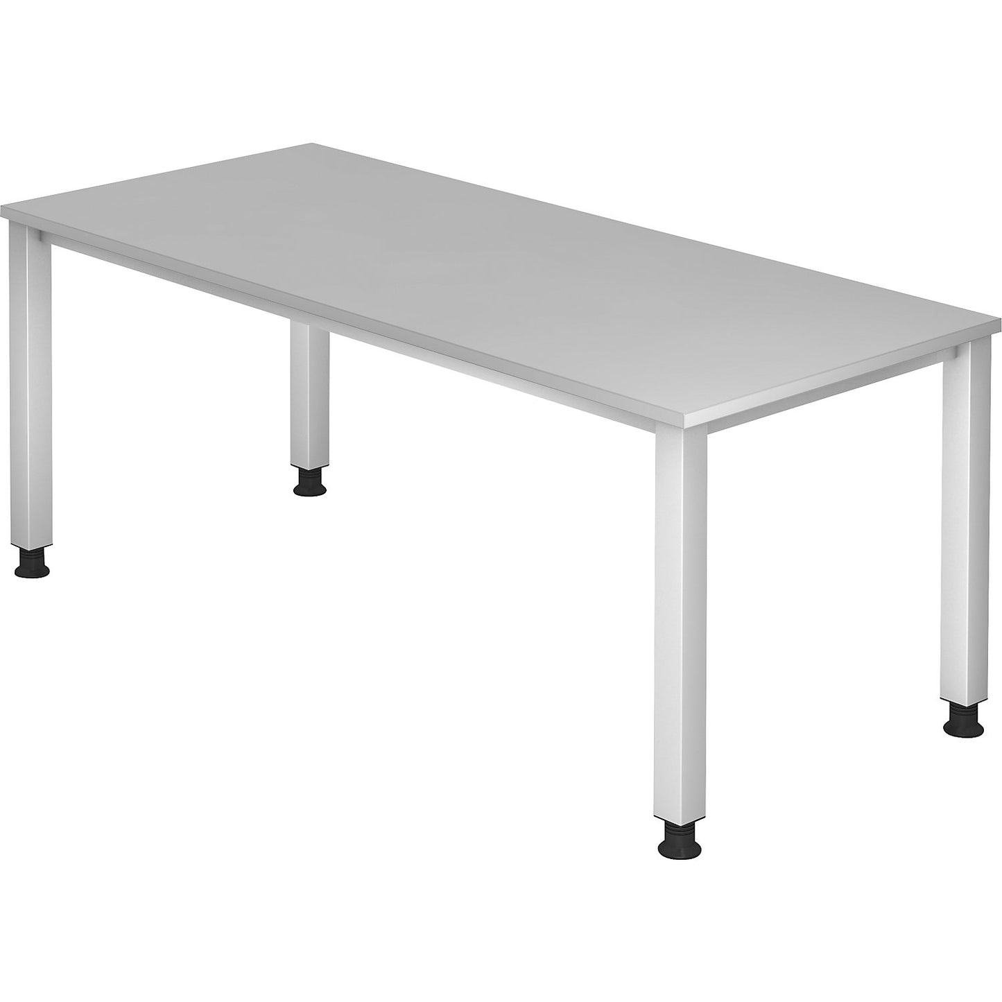 RENATUS - Desk, 4-legged frame, width 1800 mm, aluminium silver / light grey.