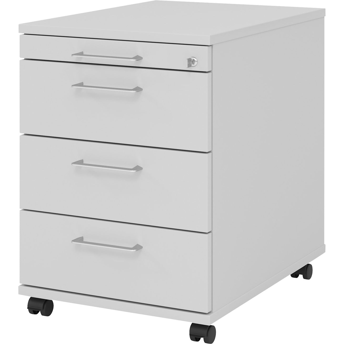 Mobile pedestal, 1 utensil drawer, 3 drawers, depth 580 mm, light grey.