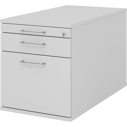 Mobile pedestal, 1 utensil drawer, 1 drawer, 1 file suspension drawer, depth 800 mm, light grey.