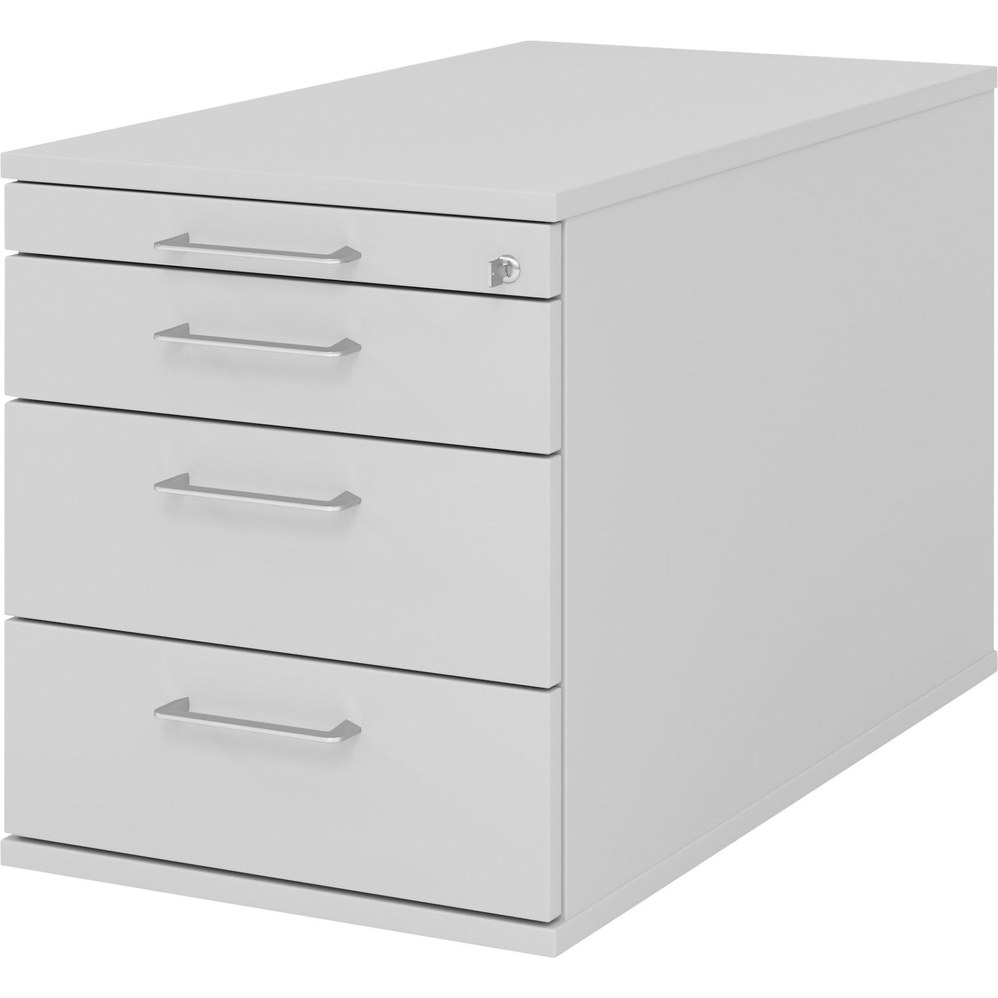 Mobile pedestal, 1 utensil drawer, 3 drawers, depth 800 mm, light grey.