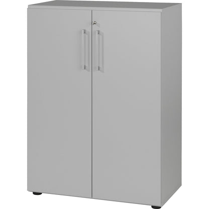 RENATUS - Office cupboard, 2 shelves, 3 file heights, light grey.
