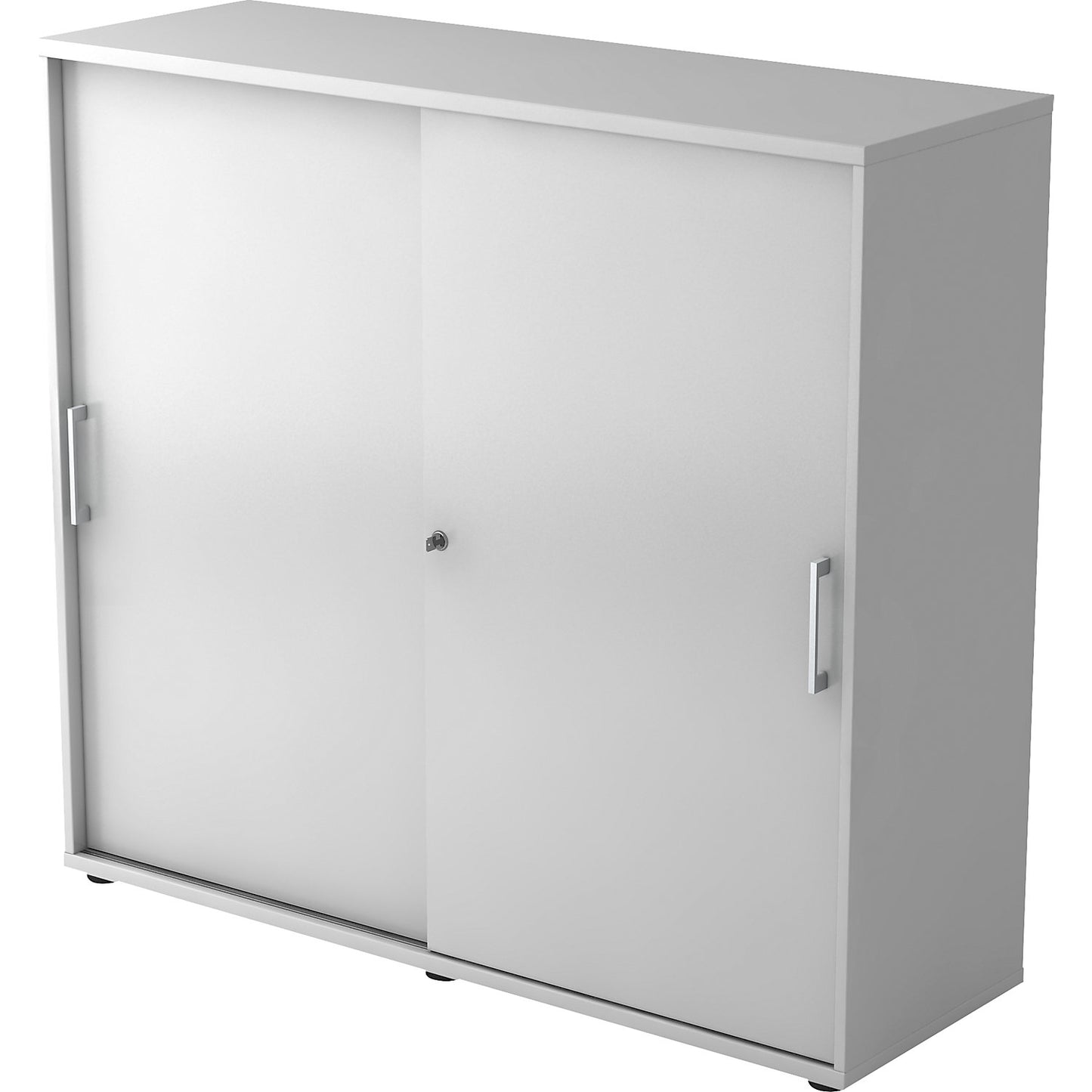 Sliding door cupboard, height 1100 mm, 2 shelves, light grey.