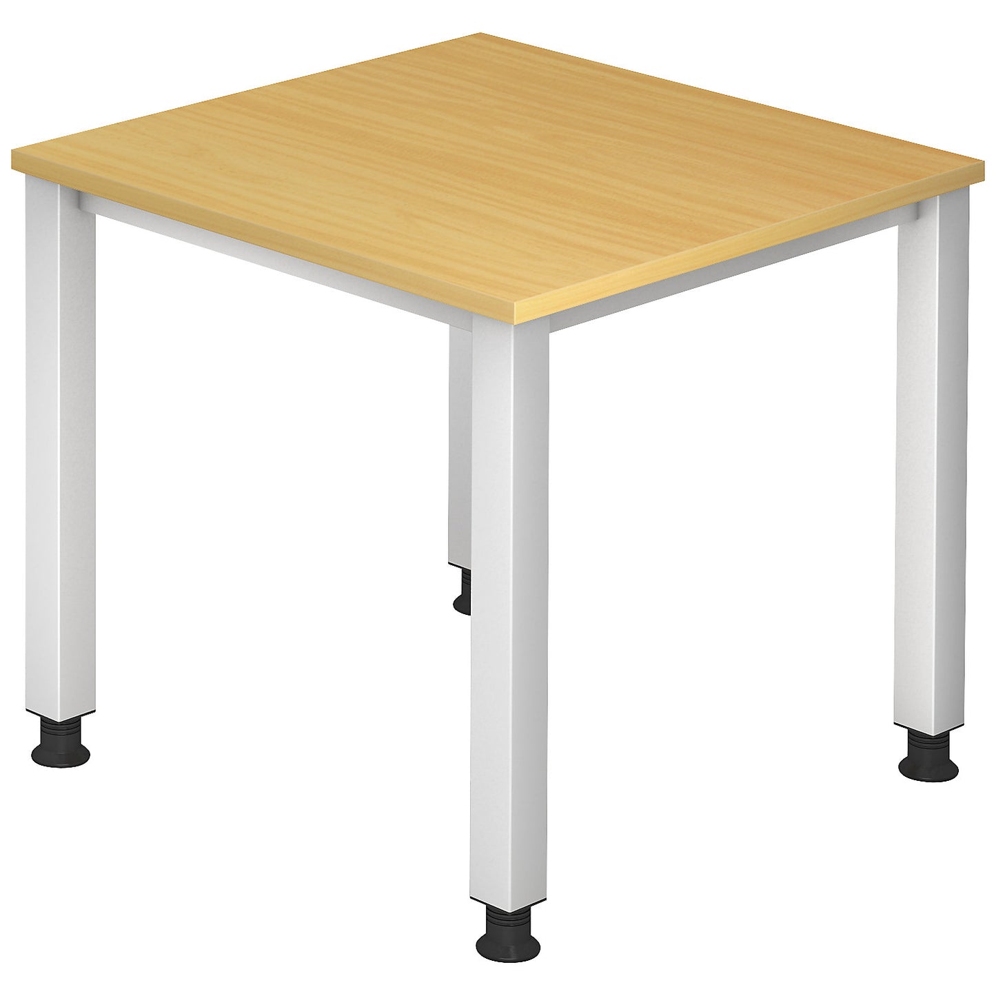 RENATUS - Desk, 4-legged frame, width 800 mm, aluminium silver / beech finish.