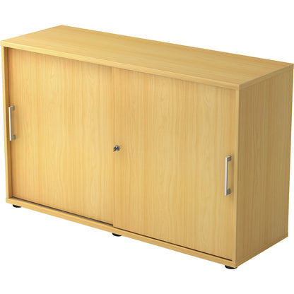 Sliding door cupboard, height 748 mm, 1 shelf, beech finish.