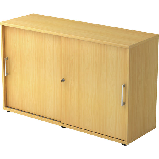 Sliding door cupboard, height 748 mm, 1 shelf, beech finish.