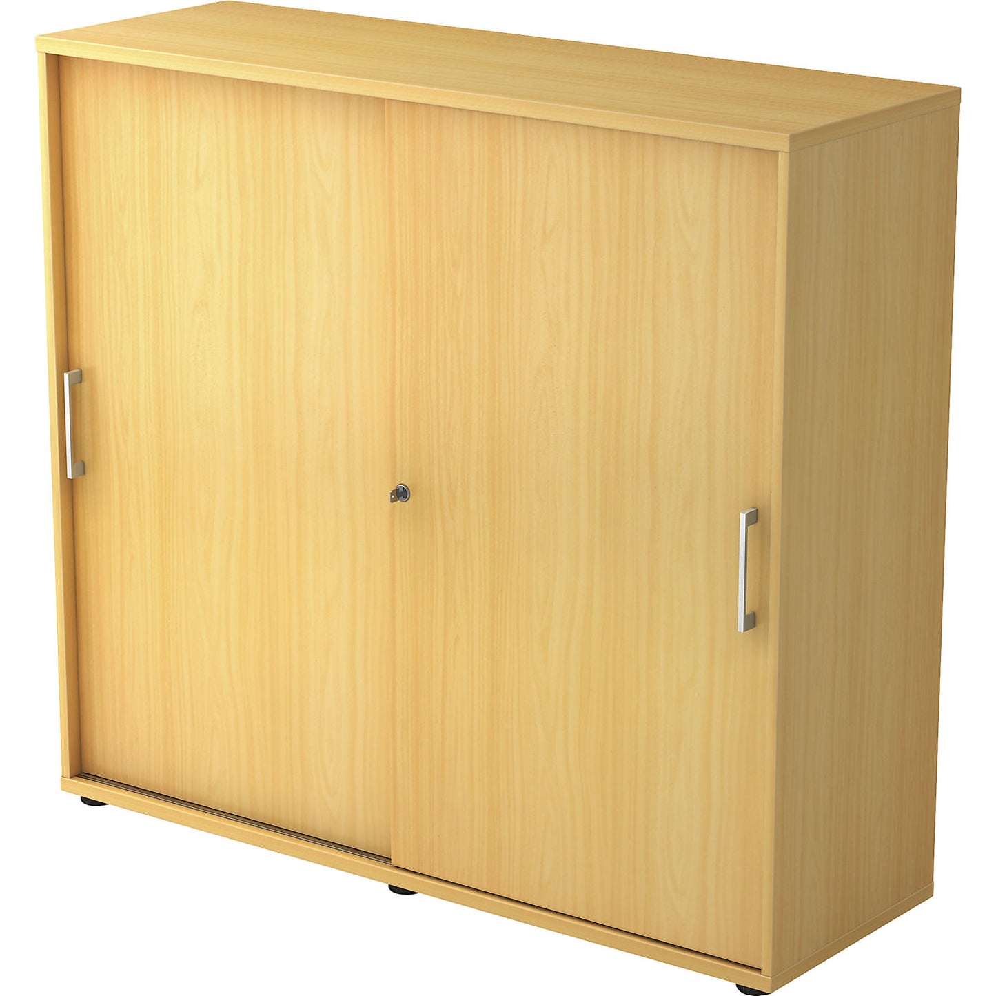 Sliding door cupboard, height 1100 mm, 2 shelves, beech finish.