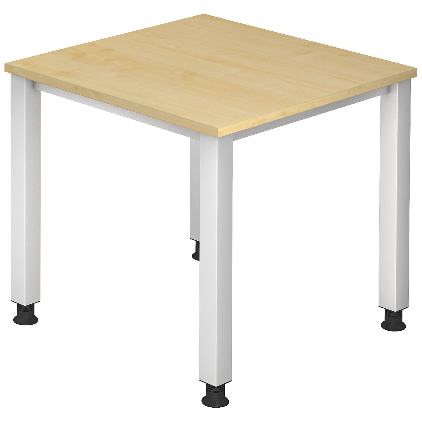 RENATUS - Desk, 4-legged frame, width 800 mm, aluminium silver / maple finish.