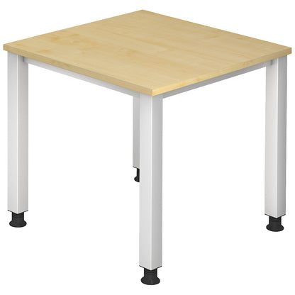 RENATUS - Desk, 4-legged frame, width 800 mm, aluminium silver / maple finish.
