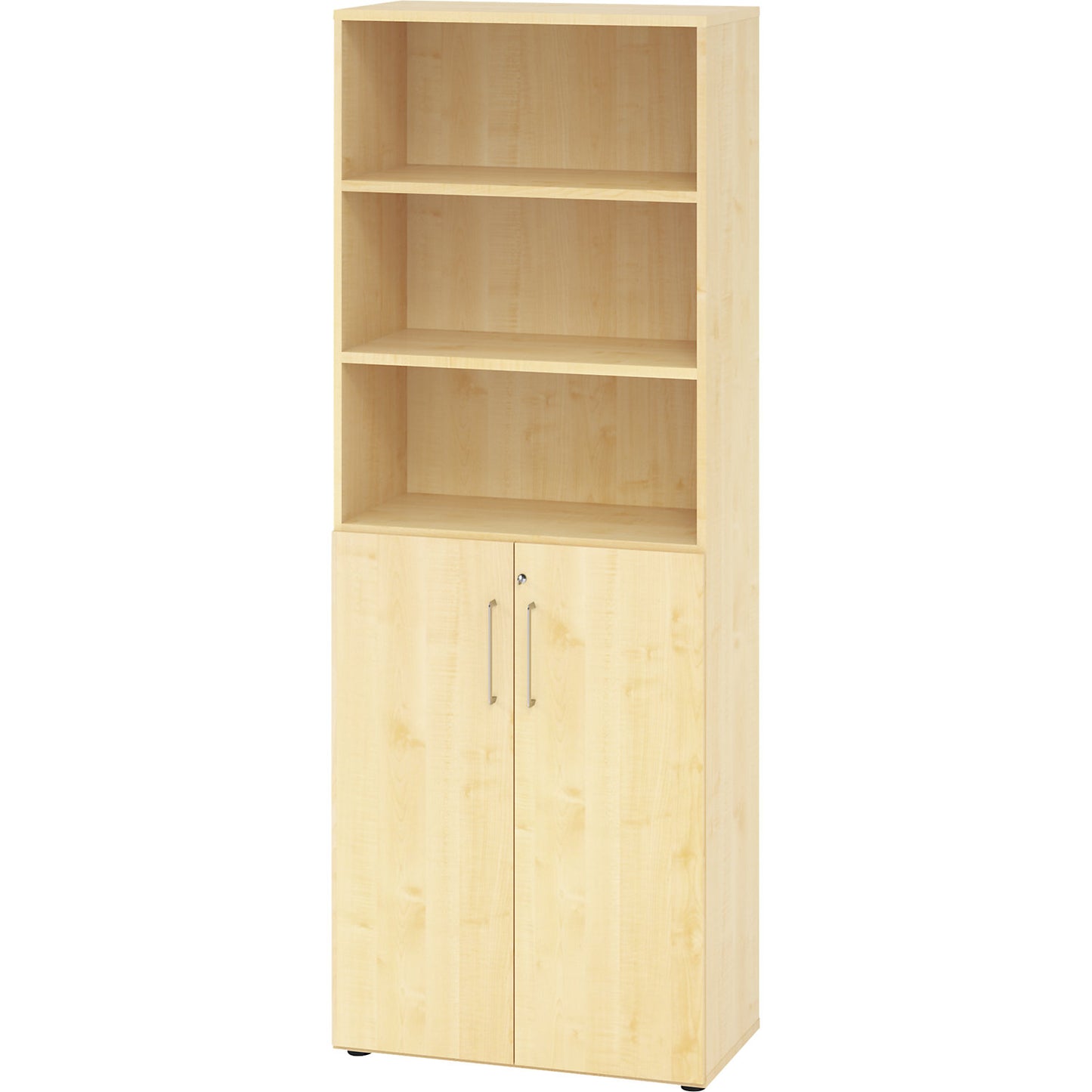 RENATUS - Office cupboard/shelf unit, 5 shelves, 6 file heights (3 of which are open), maple finish.