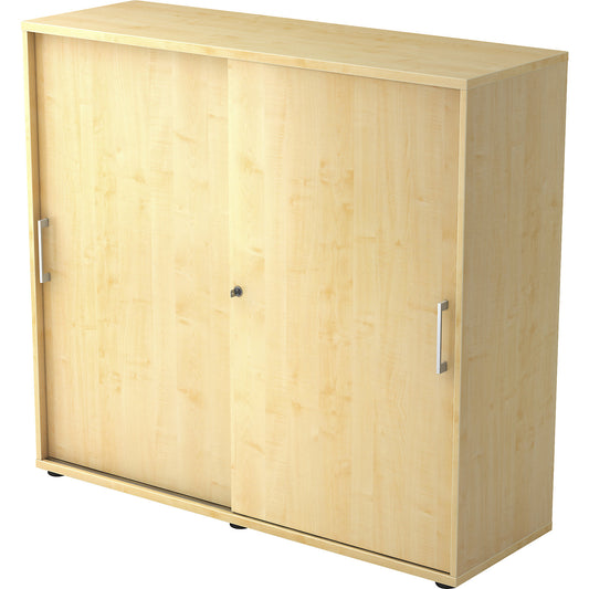 Sliding door cupboard, height 1100 mm, 2 shelves, maple finish.