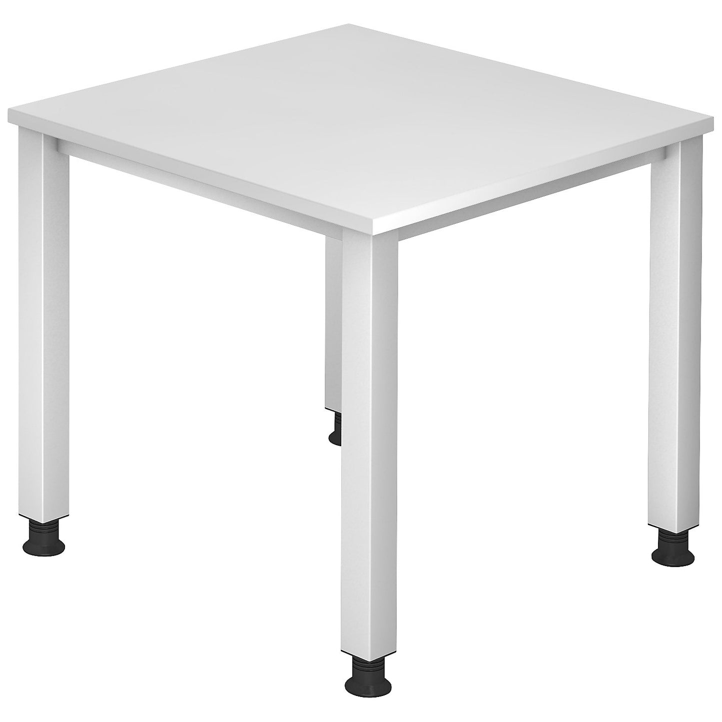 RENATUS - Desk, 4-legged frame, width 800 mm, aluminium silver / white.