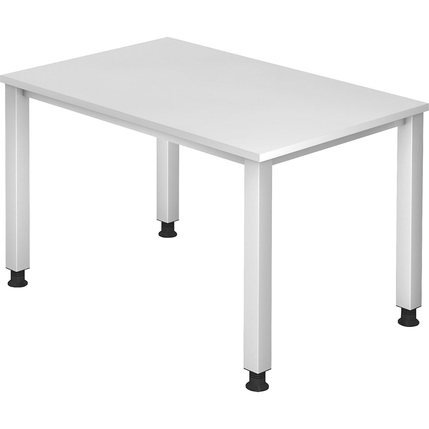 RENATUS - Desk, 4-legged frame, width 1200 mm, aluminium silver / white.