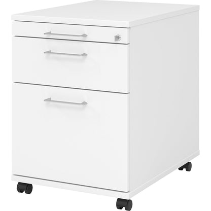 Mobile pedestal, 1 utensil drawer, 1 drawer, 1 file suspension drawer, depth 580 mm, white.