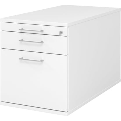 Mobile pedestal, 1 utensil drawer, 1 drawer, 1 file suspension drawer, depth 800 mm, white.