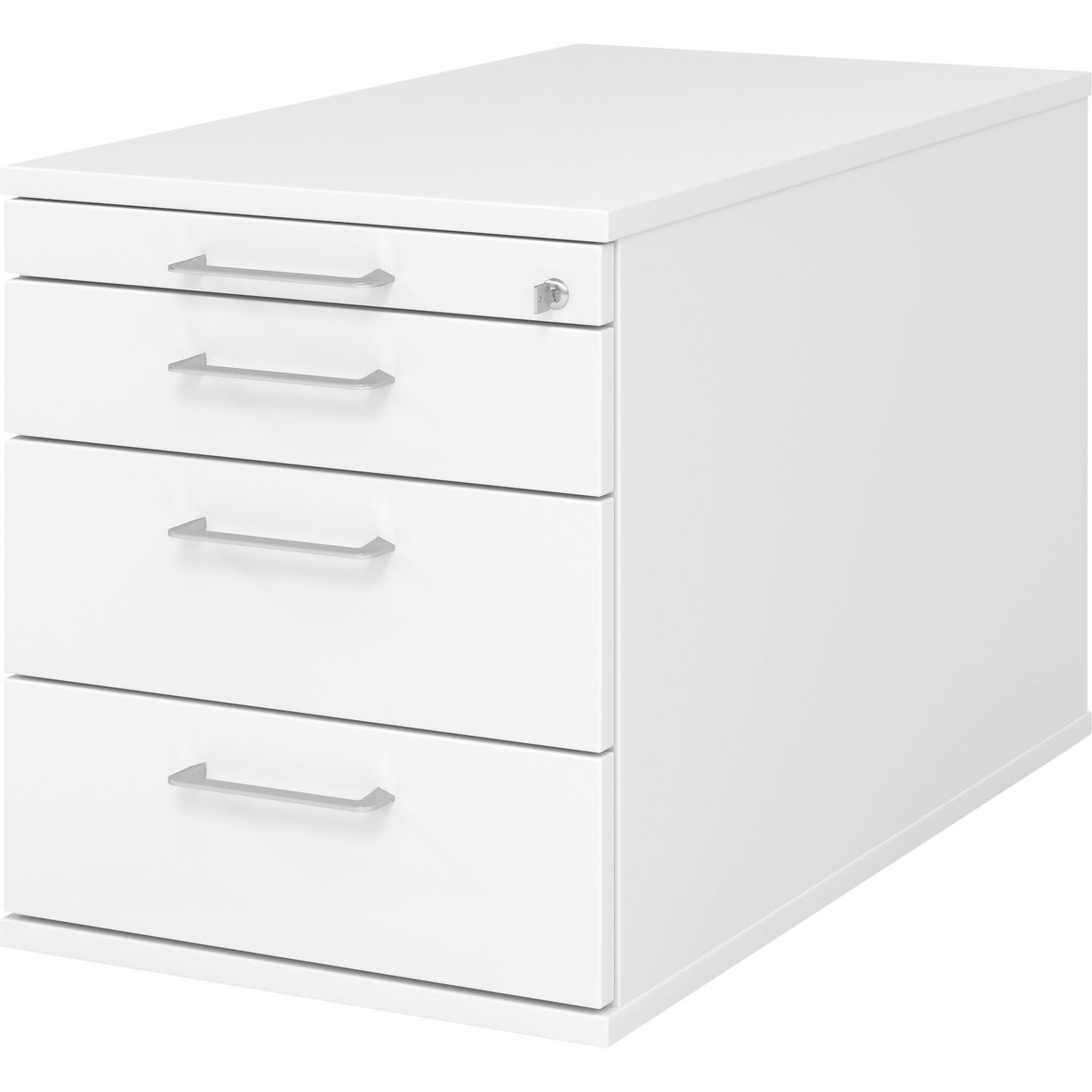 Mobile pedestal, 1 utensil drawer, 3 drawers, depth 800 mm, white.