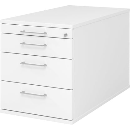 Mobile pedestal, 1 utensil drawer, 3 drawers, depth 800 mm, white.