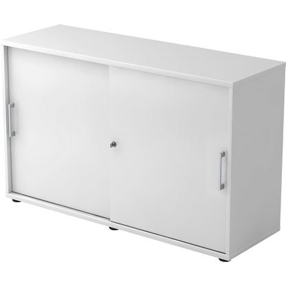 Sliding door cupboard, height 748 mm, 1 shelf, white.