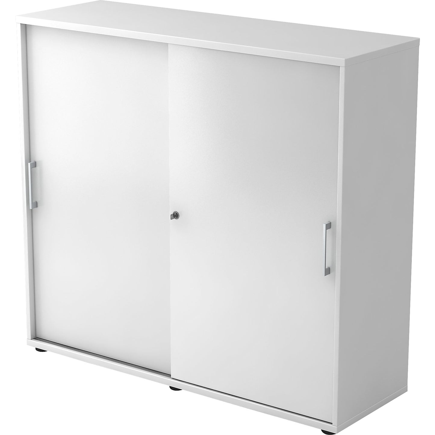 Sliding door cupboard, height 1100 mm, 2 shelves, white.