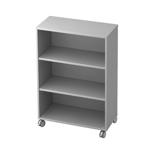 Office shelf unit, 2 shelves, with castors, light grey.