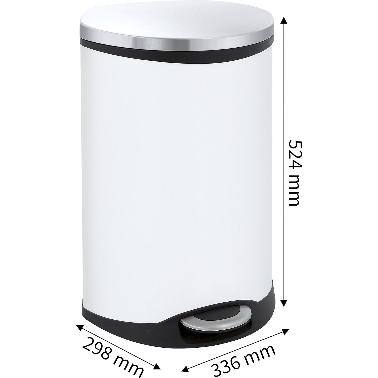 Waste collector with pedal, shell shape, capacity 18 l, HxWxD 524 x 298 x 336 mm, sheet steel body painted white.