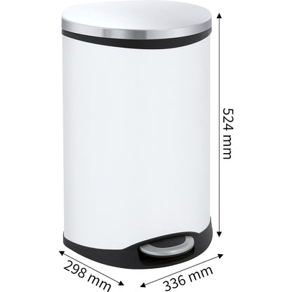 Waste collector with pedal, shell shape, capacity 18 l, HxWxD 524 x 298 x 336 mm, sheet steel body painted white.