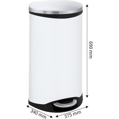 Waste collector with pedal, shell shape, capacity 30 l, HxWxD 690 x 340 x 375 mm, sheet steel body painted white.