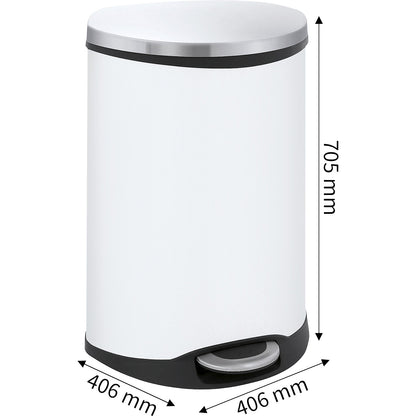 Waste collector with pedal, shell shape, capacity 50 l, HxWxD 705 x 406 x 406 mm, sheet steel body painted white.