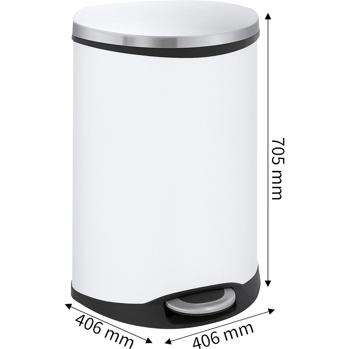 Waste collector with pedal, shell shape, capacity 2 x 22 l, HxWxD 705 x 406 x 406 mm, sheet steel body painted white.
