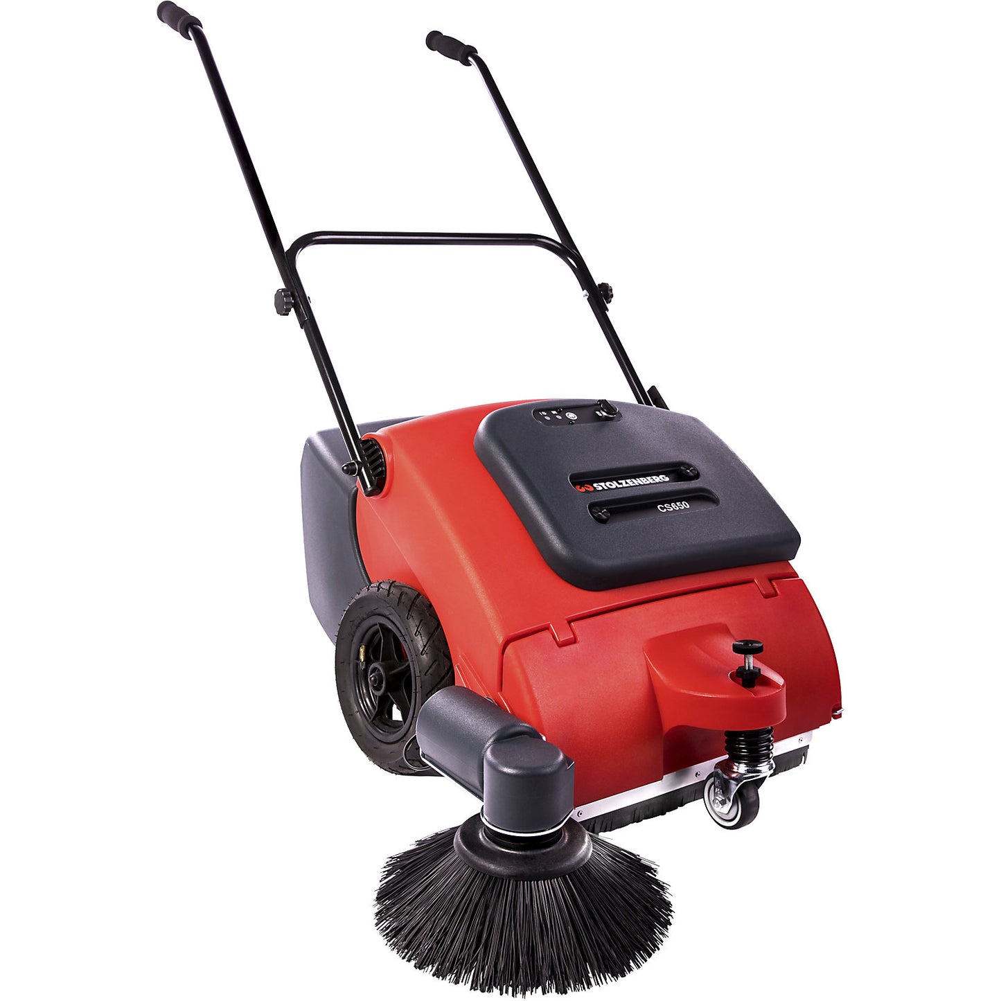 Sweeping machine, with single roller overthrow system, motorised, container capacity 50 l.