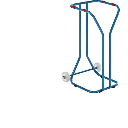 Large-volume waste sack holder, steel, capacity 200 l, mobile, light blue.