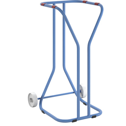 Large-volume waste sack holder, steel, capacity 200 l, mobile, light blue.