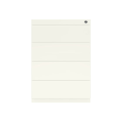 Note™ fixed pedestal, with 4 universal drawers, depth 775 mm, traffic white.
