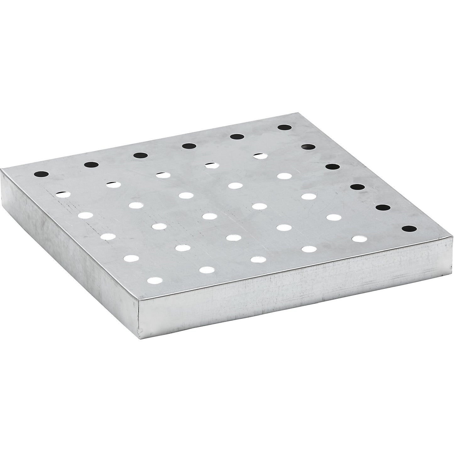 Perforated sheet metal grate, zinc plated, for universal tray, for 12 l sump capacity.