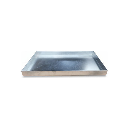 Steel sump tray for small containers, zinc plated, sump capacity 25 l, length 940 mm.