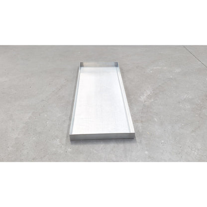 Steel sump tray for small containers, zinc plated, sump capacity 30 l, length 1200 mm.