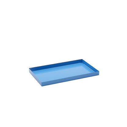 Steel sump tray for small containers, LxWxH 1000 x 600 x 70 mm, with certification, sump capacity 30 l, light blue.