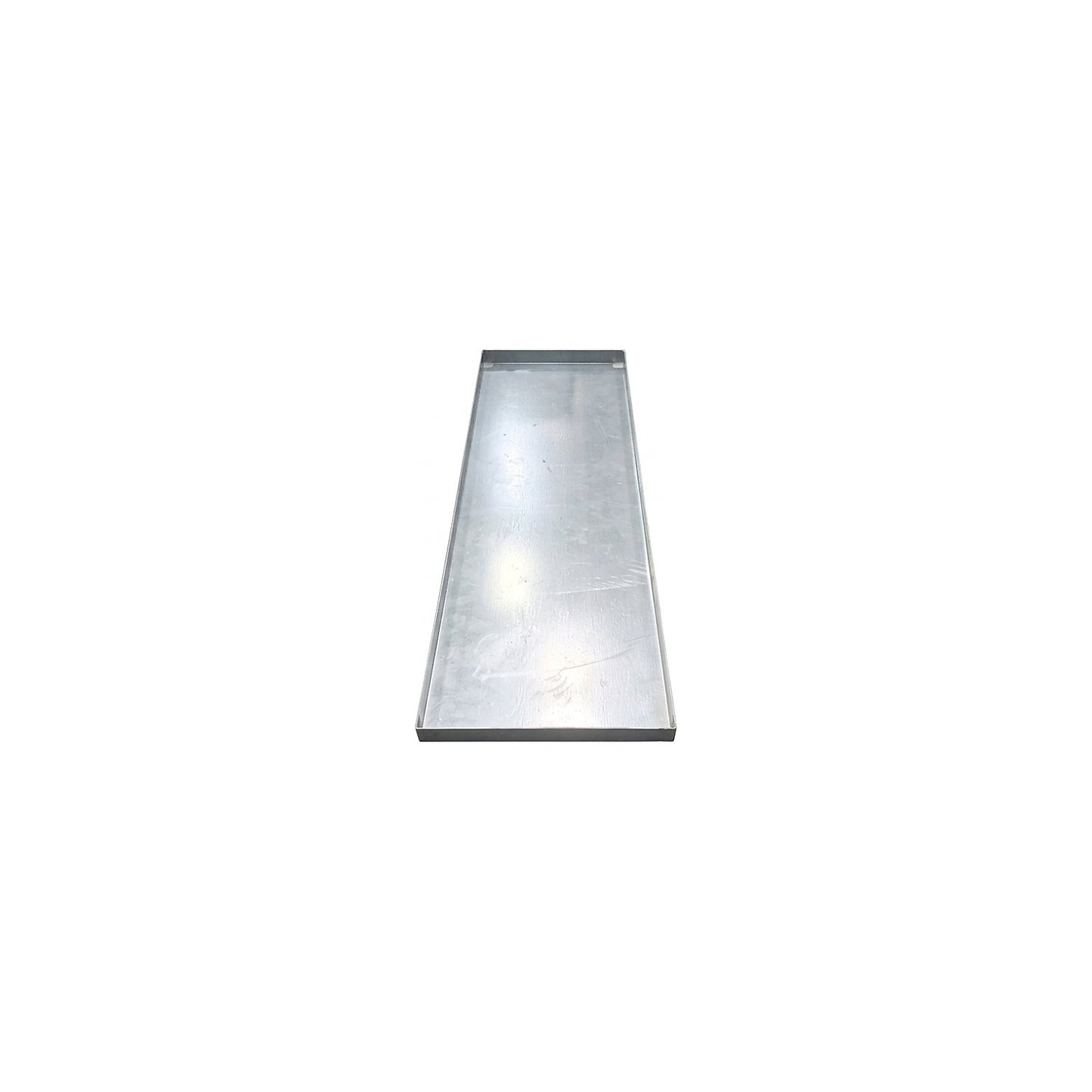 Steel sump tray for small containers, LxWxH 1850 x 600 x 60 mm, with certification, sump capacity 60 l, zinc plated.