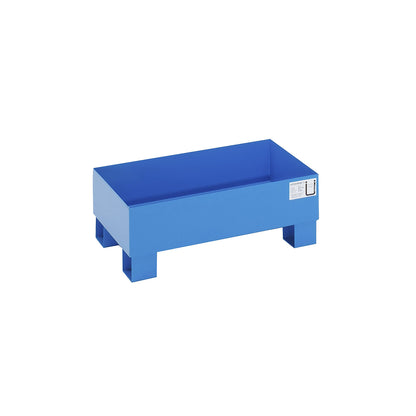 Sump tray for 60 l, LxWxH 800 x 500 x 290 mm, with certification, powder coated blue, without grate.