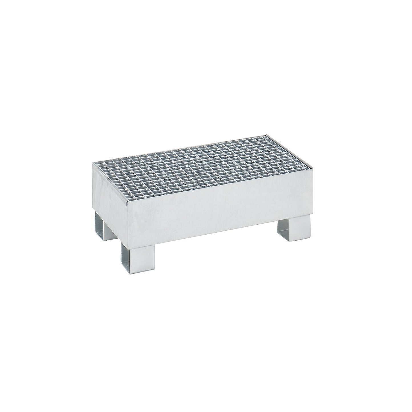 Sump tray for 60 l, LxWxH 800 x 500 x 290 mm, with certification, hot dip galvanised, with grate.