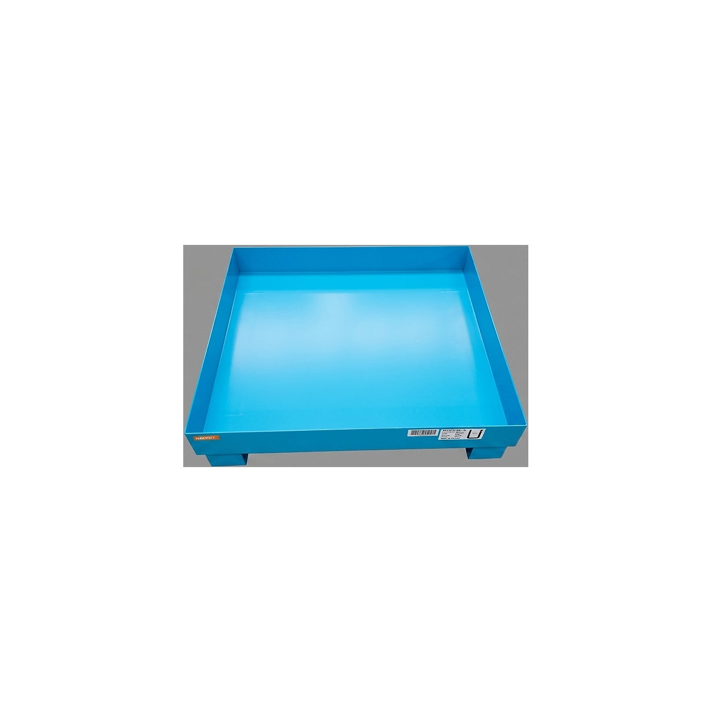 Sump tray for 60 l, LxWxH 800 x 900 x 220 mm, with certification, powder coated blue, without grate.