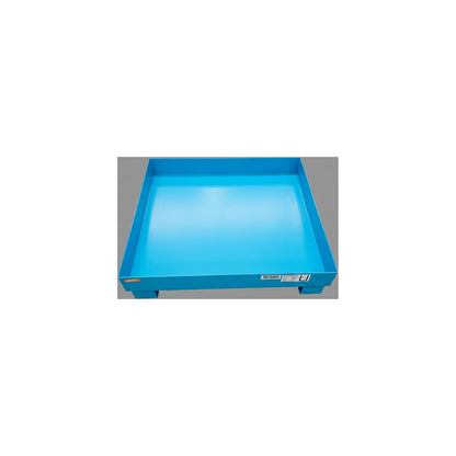 Sump tray for 60 l, LxWxH 800 x 900 x 220 mm, with certification, powder coated blue, without grate.