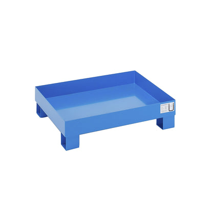 Sump tray for 60 l, LxWxH 800 x 900 x 220 mm, with certification, powder coated blue, without grate.
