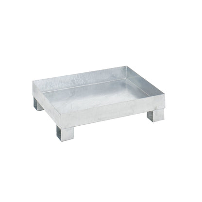 Sump tray for 60 l, LxWxH 800 x 900 x 220 mm, with certification, hot dip galvanised, without grate.