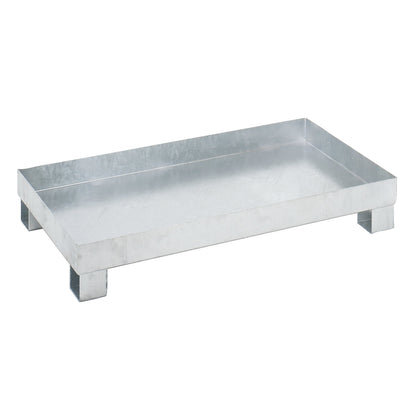 Sump tray for 60 l, LxWxH 800 x 1300 x 205 mm, with certification, hot dip galvanised, without grate.