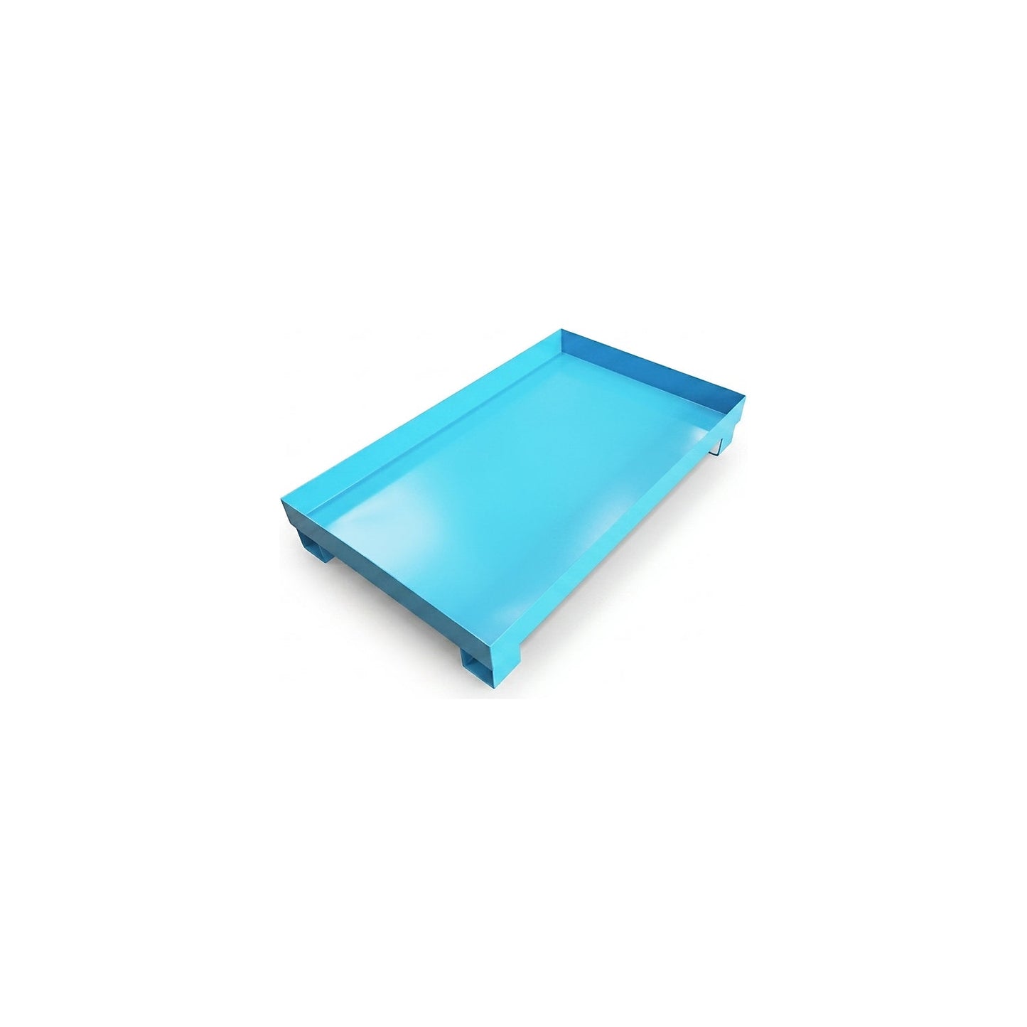 Sump tray for 60 l, LxWxH 800 x 1300 x 205 mm, without certification, powder coated blue, without grate.