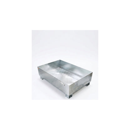Steel sump tray for 200 l drums, LxWxH 1200 x 800 x 360 mm, with certification, hot dip galvanised, without grate.