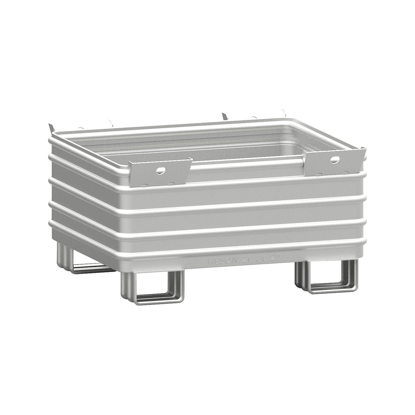 Heavy duty box pallet, WxL 1000 x 1200 mm, with U-shaped feet, hot dip galvanised, 1+ items.