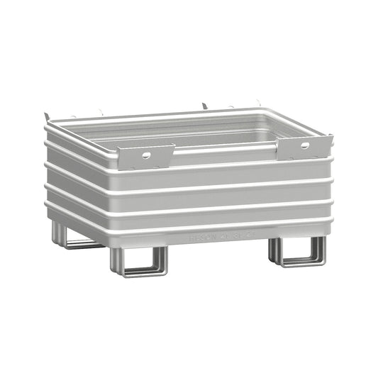 Heavy duty box pallet, WxL 1000 x 1200 mm, with U-shaped feet, hot dip galvanised, 1+ items.